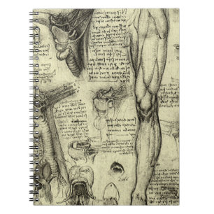 Leonardo da Vinci Vintage Human Anatomy Larynx Leg Notebook