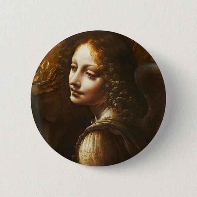 Leonardo da Vinci Virgin of the Rocks Angel Button (Front)