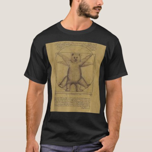 Leonardo Da Vinci Vitruvian Bear Vintage Retro Art T_Shirt