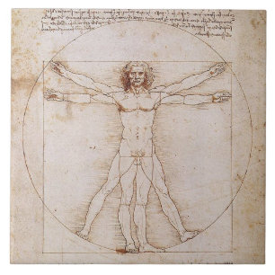 LEONARDO DA VINCI ... VITRUVIAN MAN ... C. 1490 CERAMIC TILE