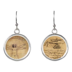 Leonardo Da Vinci Vitruvian Man helicopter Earrings