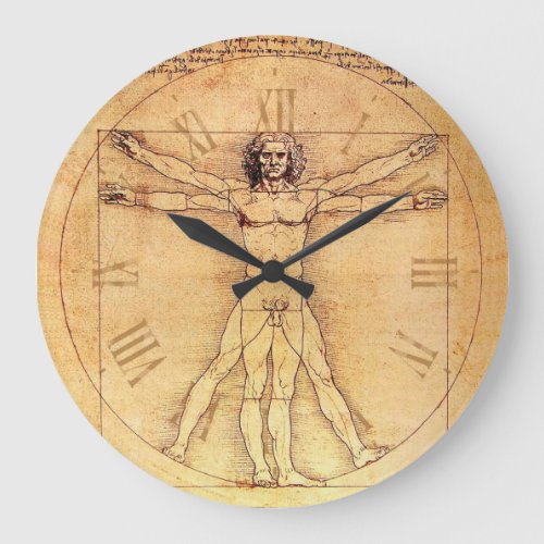 Leonardo Da Vinci Vitruvian Man numbers Large Clock