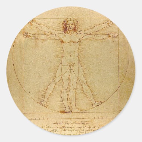Leonardo Da Vinci _ Vitruvian Man Painting Classic Round Sticker