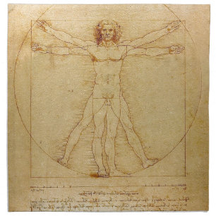 Leonardo Da Vinci - Vitruvian Man Painting Cloth Napkin