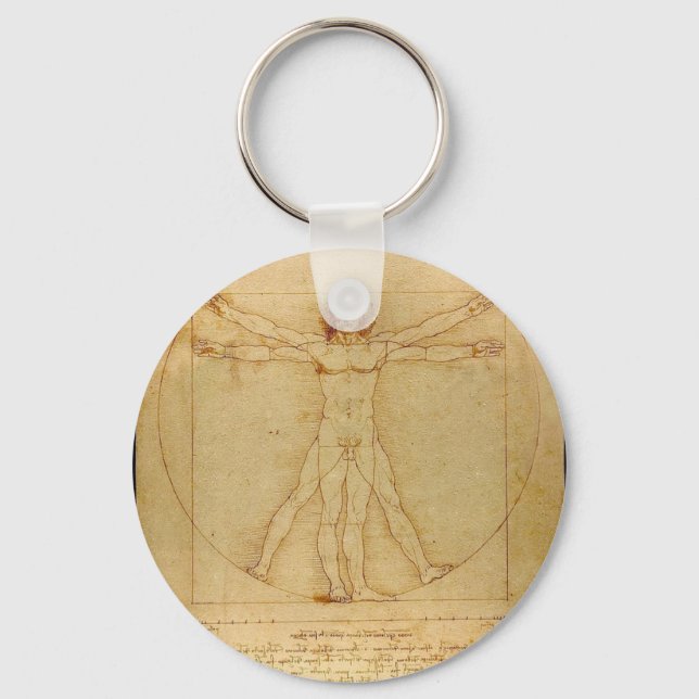 Leonardo Da Vinci - Vitruvian Man Painting Keychain (Front)