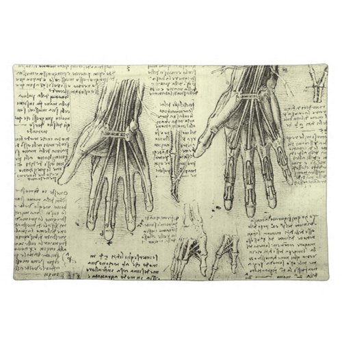 Leonardo da Vincis Anatomy of the Human Hand Cloth Placemat