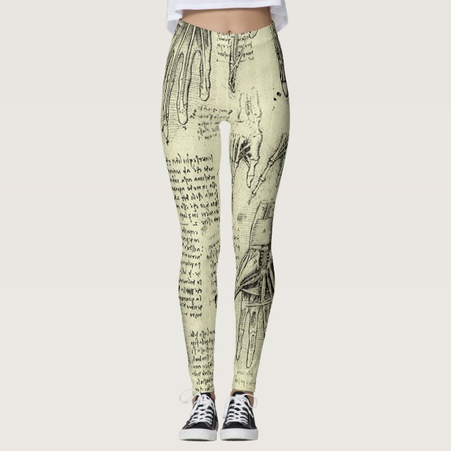 Leonardo da Vinci's Anatomy of the Human Hand Leggings (Front)