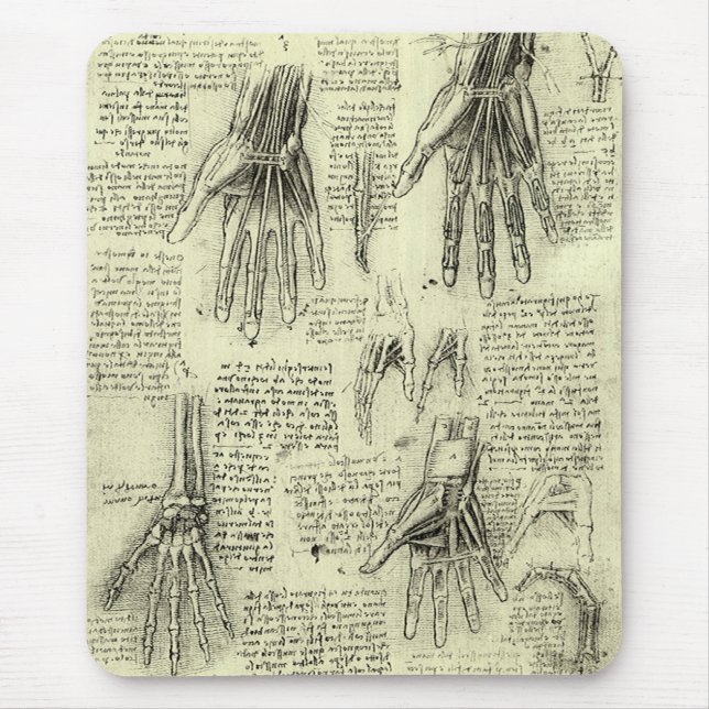 Leonardo da Vinci's Anatomy of the Human Hand Mouse Pad (Front)