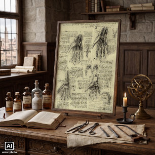Leonardo da Vinci's Anatomy of the Human Hand Poster