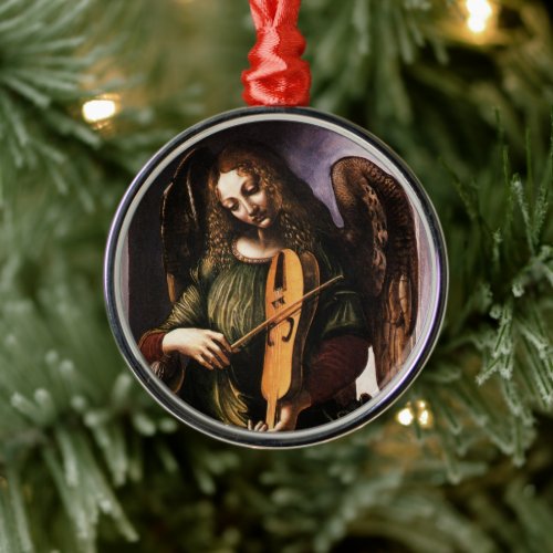 Leonardo da Vincis Angel in Green with a Vielle Metal Ornament