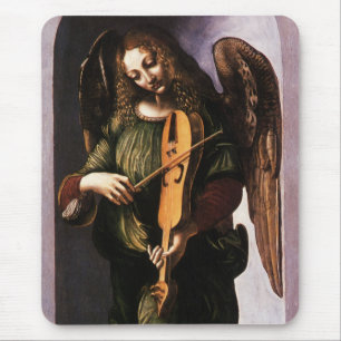 Leonardo da Vinci's Angel in Green with a Vielle Mouse Pad