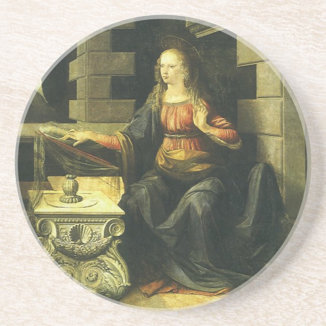 Leonardo da Vinci's Annunciation of the Lord Drink Coaster (Front)