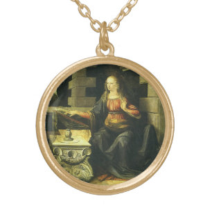 Leonardo da Vinci's Annunciation of the Lord Gold Plated Necklace