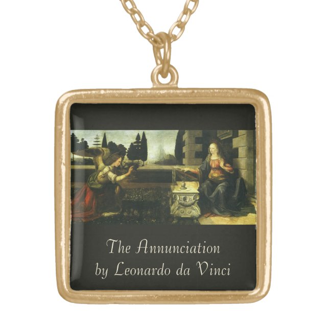 Leonardo da Vinci's Annunciation of the Lord Gold Plated Necklace (Front)