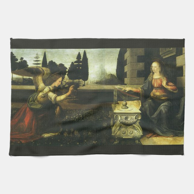 Leonardo da Vinci's Annunciation of the Lord Kitchen Towel (Horizontal)