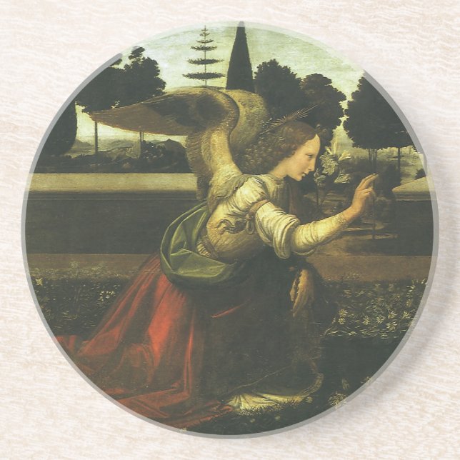 Leonardo da Vinci's Annunciation of the Lord Sandstone Coaster (Front)