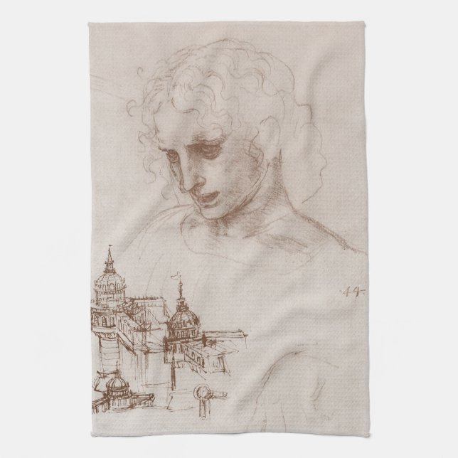 Leonardo da Vinci's Apostle Jacobus Sforza Castle Kitchen Towel (Vertical)