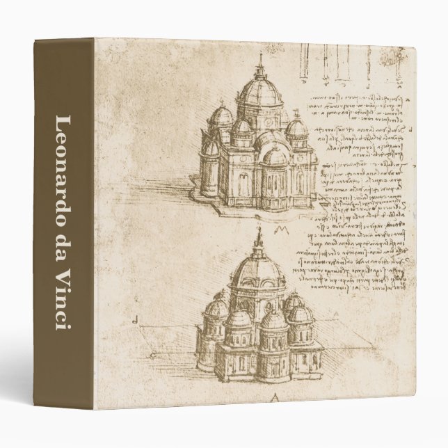 Leonardo da Vinci's Architectural Cathedral Study 3 Ring Binder (Front/Spine)