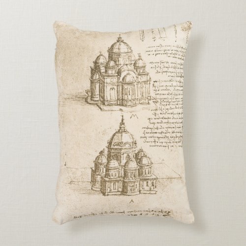 Leonardo da Vincis Architectural Cathedral Study Accent Pillow