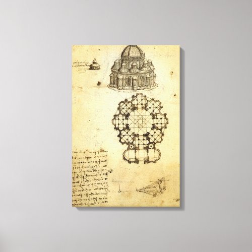 Leonardo da Vincis Architectural Cathedral Study Canvas Print