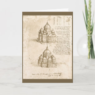 Leonardo da Vinci's Architectural Cathedral Study Card