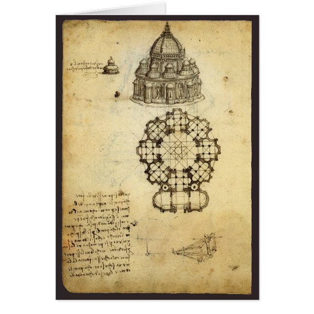 Leonardo da Vinci's Architectural Cathedral Study Cards (Front)
