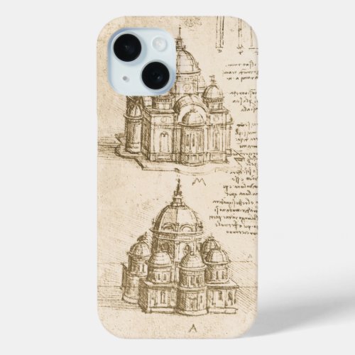 Leonardo da Vincis Architectural Cathedral Study iPhone 15 Case