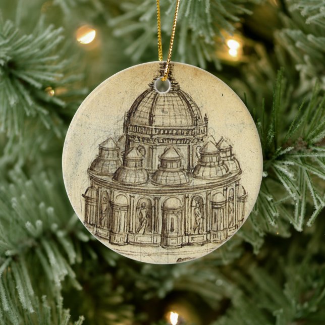 Leonardo da Vinci's Architectural Cathedral Study Ceramic Ornament (Tree)