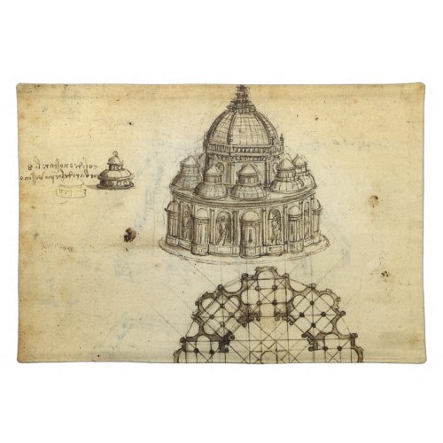Leonardo da Vincis Architectural Cathedral Study Cloth Placemat