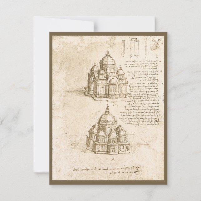 Leonardo da Vinci's Architectural Cathedral Study Invitation (Front)