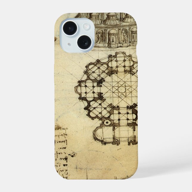 Leonardo da Vinci's Architectural Cathedral Study Iphone Case (Back)