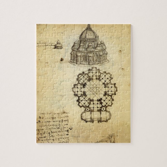 Leonardo da Vinci's Architectural Cathedral Study Jigsaw Puzzle (Vertical)