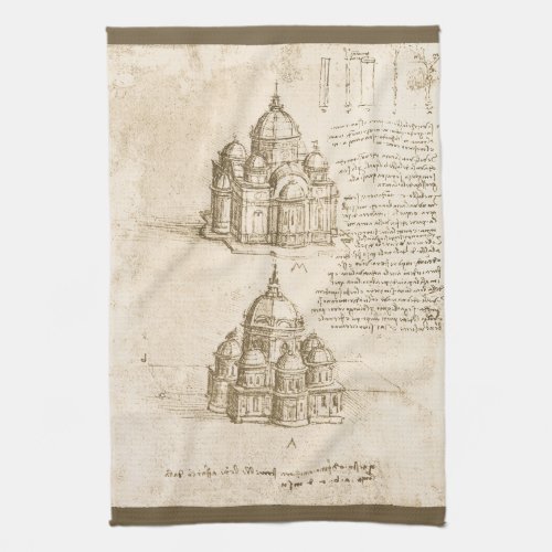 Leonardo da Vincis Architectural Cathedral Study Kitchen Towel