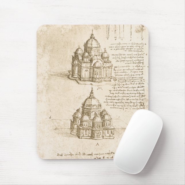Leonardo da Vinci's Architectural Cathedral Study Mouse Pad (With Mouse)