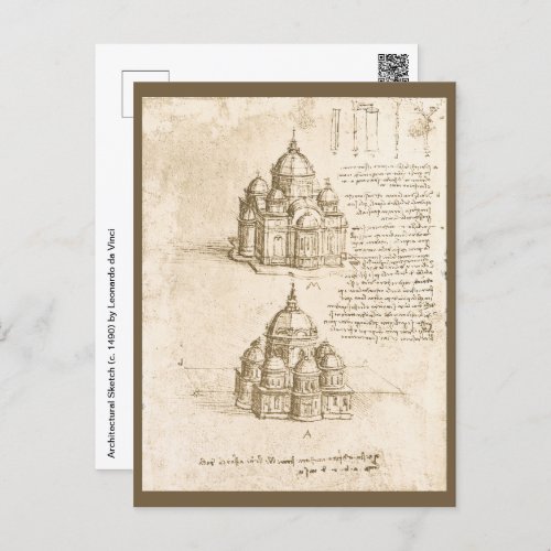 Leonardo da Vincis Architectural Cathedral Study Postcard