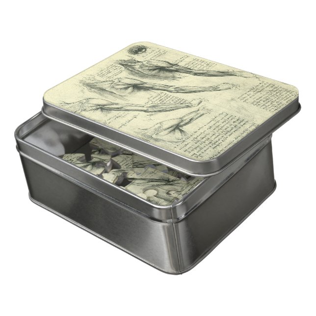 Leonardo da Vinci's Arm and Shoulder Anatomy Jigsaw Puzzle (Lid Open)