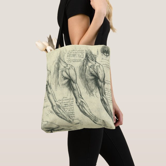Leonardo da Vinci's Arm and Shoulder Anatomy Tote Bag (Close Up)