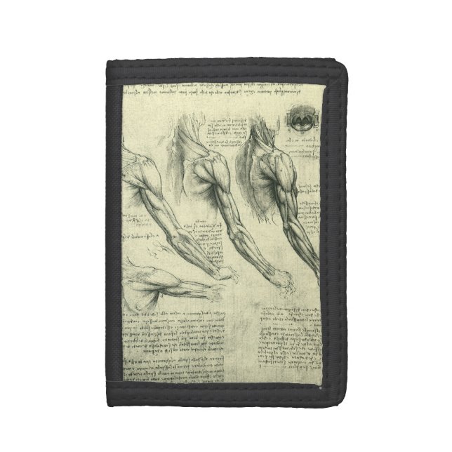 Leonardo da Vinci's Arm and Shoulder Anatomy Trifold Wallet (Front Vertical)