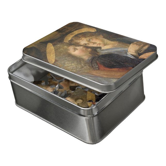 Leonardo da Vinci's Baptism of Christ Angels Jigsaw Puzzle (Lid Open)