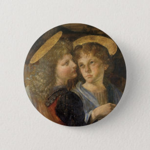 Leonardo da Vinci's Baptism of Christ Angels Pinback Button