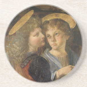 Leonardo da Vinci's Baptism of Christ Angels Sandstone Coaster