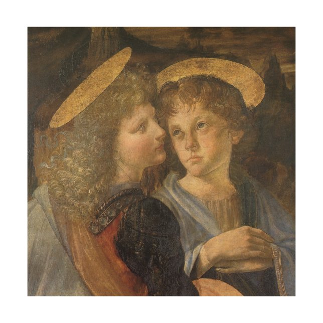 Leonardo da Vinci's Baptism of Christ Angels Wood Wall Art (Front)