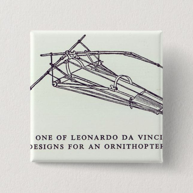 Leonardo da Vinci's designs for an Ornithopter Button (Front)