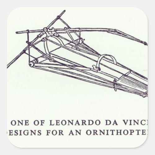 Leonardo da Vincis designs for an Ornithopter Square Sticker