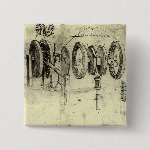 Leonardo da Vinci's Engineering Sketch of a Wheel Button