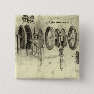 Leonardo da Vinci's Engineering Sketch of a Wheel Button