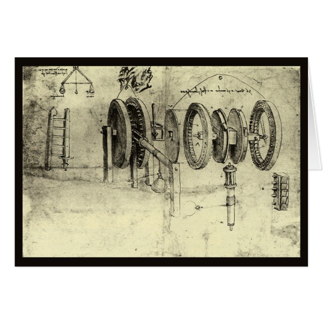 Leonardo da Vinci's Engineering Sketch of a Wheel Cards (Front Horizontal)