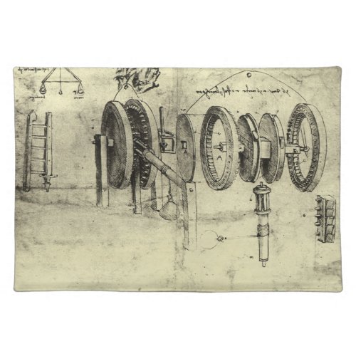 Leonardo da Vincis Engineering Sketch of a Wheel Cloth Placemat