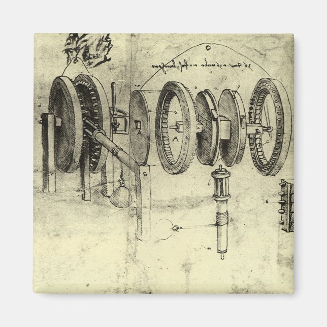 Leonardo da Vinci's Engineering Sketch of a Wheel Magnet (Front)