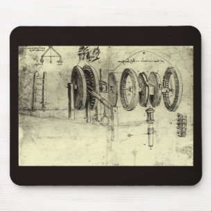 Leonardo da Vinci's Engineering Sketch of a Wheel Mouse Pad